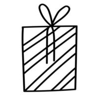 Doodle sticker of a holiday box with a gift vector