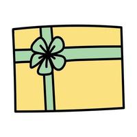 Doodle sticker of a holiday box with a gift vector