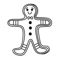 Christmas gingerbread man cookie in linear style vector