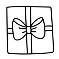 Doodle sticker of a holiday box with a gift vector