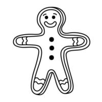 Christmas gingerbread man cookie in linear style vector