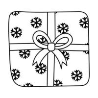 Doodle sticker with gift box for any occasion. Christmas, Birthday, Valentine's Day, Women's Day, Mom's Day and others. vector