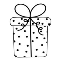 pegatina de garabato con caja de regalo para cualquier ocasión. navidad, cumpleaños, san valentin, dia de la mujer, dia de la mama y otros. vector