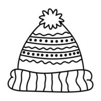 Set of doodle warm winter hat for decoration, design of cards, invitations vector