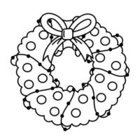 Doodle Christmas wreath with a pattern for decoration, design of cards, invitations vector