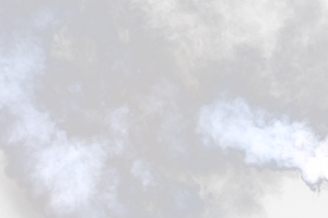 Dense Fluffy Puffs of White Smoke and Fog on transparent png Background, Abstract Smoke Clouds, Movement Blurred out of focus. Smoking blows from machine dry ice fly fluttering in Air, effect texture