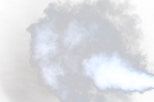 Dense Fluffy Puffs of White Smoke and Fog on transparent png Background, Abstract Smoke Clouds, Movement Blurred out of focus. Smoking blows from machine dry ice fly fluttering in Air, effect texture