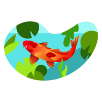 Koi Fish cartoon flat illustration png