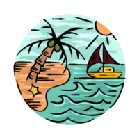 Sunny Beach Hand Drawing Illustration png