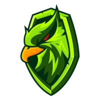 faucon vert avec le logo de l'équipe de mascotte de bouclier png