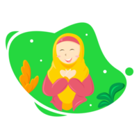 mignon muslimah hijaber illustration plate png