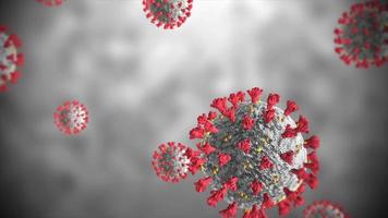 la animación 3d del concepto v1 del coronavirus conocido como sars-cov-2 se ve microscópicamente y detallada video