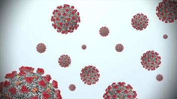 Concept V8 3D Animation of Coronavirus known as SARS-CoV-2 are seen Microscopically and Detailed video