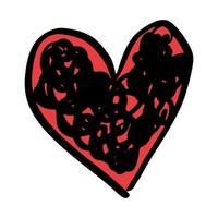 Heart hand draw love icon doodle and outline scribble shape. Sketch handdrawn brush stroke black vector illustration. Cute pencil line abstract sign isolated white background. Minimal underline