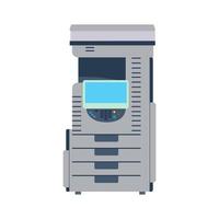 Office printer technology vector illustration. Computer printer paper machine equipment design icon. Document printout symbol device. Multifunction office copier business machine. Inkjet sign