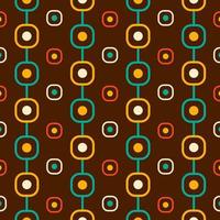 Mid century modern geometric pattern in brown, orange, red and turquoise. 60s and 70s aesthetic style for home decor, textile, wallpaper and wrapping paper vector