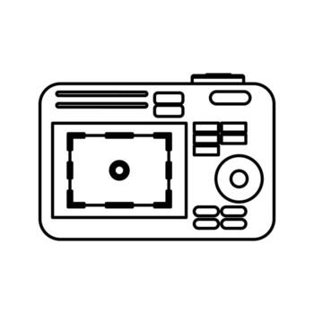 Photo vector icon and photograph symbol illustration outline. Camera film picture technology line and web image sign thin. Photographer frame lens and flat equipment simple element. Device capture