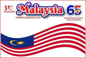 Banner The 65th Malaysia National Day 2022 logo with waving flag illustration vector