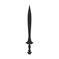 Sword antique weapon vector illustration medieval sharp blade icon. Isolated sword knight fantasy battle silhouette icon. Warrior war symbol military handle broadsword. Cartoon medieval weapon