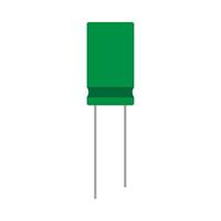 Capacitor green electrical closeup network circuit element vector icon. Computer repair microchip system