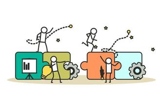 Puzzle team work vector illustration concept partner. Partnership teamwork business people collaboration together vector design. Concept jigsaw part solution group connect. Cooperation strategy idea