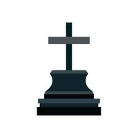 Grave design black memorial monument halloween holiday vector icon. Cemetery tombstone pictogram mystery rip