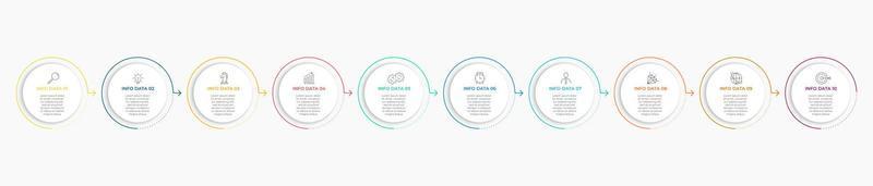 Vector Infographic design business template with icons and 10 options or steps. Can be used for process diagram, presentations, workflow layout, banner, flow chart, info graph