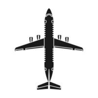 Airplane travel vector icon illustration transportation solid black. Aircraft symbol and fly plane transport isolated white