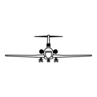 Airplane travel vector icon illustration transportation outline. Aircraft symbol and fly plane transport isolated white line thin