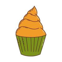 Cute halloween cupcake. Halloween element. Trick or treat concept. Vector illustration in hand drawn style