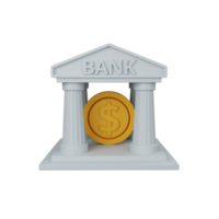banco de representación 3d aislado útil para la ilustración de diseño de negocios, moneda, economía y finanzas png