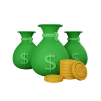 3d rendering money bag isolated useful for business, currency, economy and finance design png