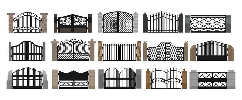 Gate with iron fence door and metal cartoon manor decoration. Front entrance from ironwork grid vector illustration. Old lattice wrought and classic frame ornament for park. Security steel structure 10885587 Vector Art Gate With Iron Fence Door And Metal Cartoon Manor Decoration. Front Entrance From Ironwork Grid Vector Illustration. Old Lattice Wrought And Classic Frame Ornament For Park. Security Steel Structure 10885587 Vector Art