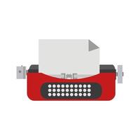 Typewriter paper vector illustration retro keyboard type equipment icon. Antique typewriter office editor object machine paper. Manual machine author typing stationary equipment icon with letter