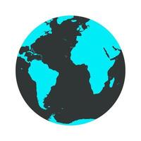 ilustración del mapa del vector del globo terráqueo icono del planeta. esfera global mundo globo terráqueo círculo signo. forma de dibujos animados aislado globo terráqueo abstracto viajes continente símbolo mundial. mapa de dibujos animados con tierra ecológica de agua
