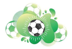 fútbol dibujado a mano, boceto de pelota de fútbol. fondo abstracto fluido. pancartas con formas líquidas que fluyen. vector