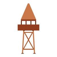 Tower observation vector illustration building architecture. Outdoor tower observation security station watch guard. Safety post military isolated white. Tall watchtower architecture security guard