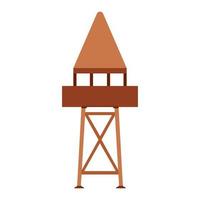 Tower observation vector illustration building architecture. Outdoor tower observation security station watch guard. Safety post military isolated white. Tall watchtower architecture security guard