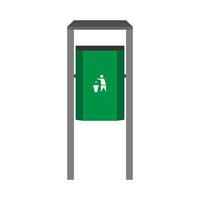 Street bin green vector side view icon. Disposal ecology junk refuse concept. Industry trash garbage