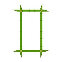 Green bamboo frame vector wood design illustration nature isolated white. Empty border bamboo frame template stick with rope stem. Space decoration element for text panel tropical border wood