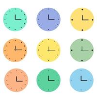 Flat clock icons set vector