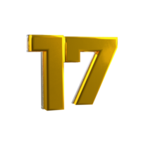 Mental Yellow 17 3D Number png
