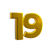 Mental Yellow 19 3D Number png