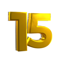 3D Number 15 Mental yellow png