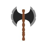 Viking axe weapon warrior vector illustration. Battle war nordic viking axe history icon barbarian soldier symbol. Isolated military steel wooden equipment cartoon. Old protection blade scandinavian