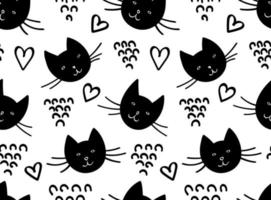 Seamless pattern with cats and hearts vector