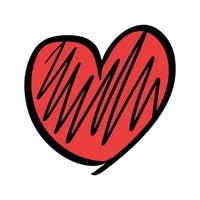 Heart hand draw love icon doodle and outline scribble shape. Sketch handdrawn brush stroke black vector illustration. Cute pencil line abstract sign isolated white background. Minimal underline