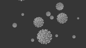 concepto v17 La animación 3d del coronavirus conocido como sars-cov-2 se ve microscópicamente y se detalla en microscopio electrónico video