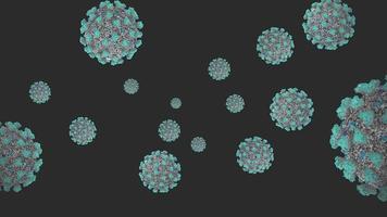 concetto v16 3d animazione di coronavirus conosciuto come SARS-CoV-2 siamo visto microscopicamente e dettagliato nel elettrone microscopio video