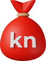 rood geld zak kuna 3d illustratie png